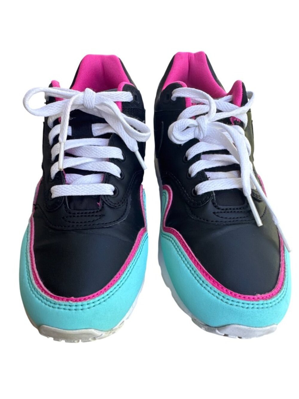 Nike Air Max 1 BV0052-001 Black Pink Aqua Athletic Sneakers Youth 7Y - Picture 4 of 14